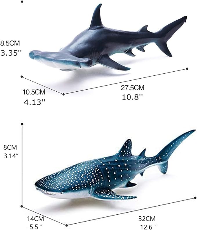 Gemini&Genius Whale Shark Hammerhead Shark Toys for Kids, Sea Animal Action Figures Ocean Model Toy Set for Kids Play or Display, Gift, Educational, Role Play, Swim, Bath and Collection for Toddlers