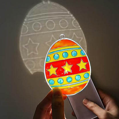 Qyeahkj 32 Sets Easter Suncatcher Crafts Kit for Kids DIY Egg Window Paint Suncatcher Arts Crafts Easter Window Ornament Decor for Easter Gift Classroom Art Project Gift Favor