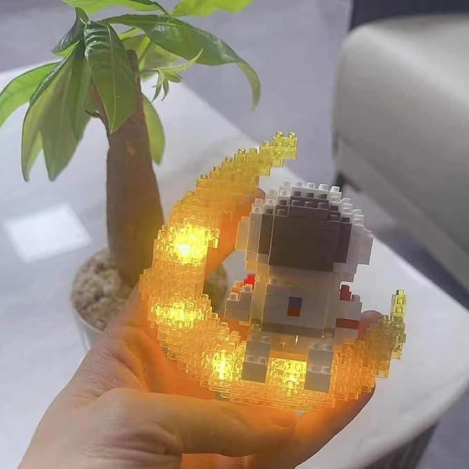Micro Building Blocks Astronaut Model with Light Building Toy, Micro Building Kits for Kids or Adult Gifts, Spaceman on The Moon Mini Blocks Set DIY Bricks Toys
