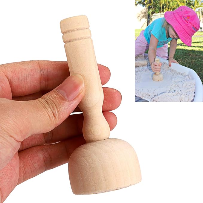 OwnMy Wooden Clay Stamp Set, Wood Playdough Handle Stamps, Wooden Handle Pottery Tools, Set of 4 Clay Modeling Pattern Kit
