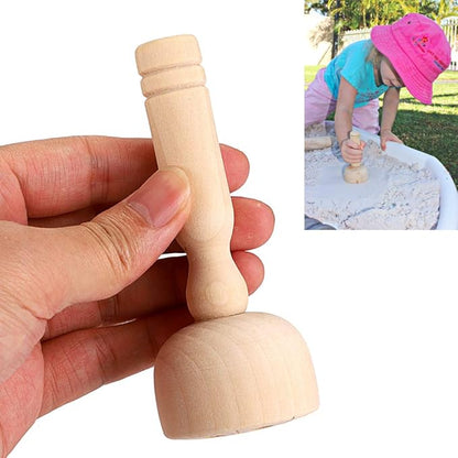 OwnMy Wooden Clay Stamp Set, Wood Playdough Handle Stamps, Wooden Handle Pottery Tools, Set of 4 Clay Modeling Pattern Kit