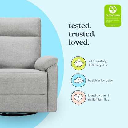 DaVinci Suzy Glider Recliner Nursery Chair - Glider Rocking Chair for Nursery and Living Room - GREENGUARD Gold, FSC & Certi-PUR US Certified - 360° Swivel Rocker Recliner Chair (Frost Grey)