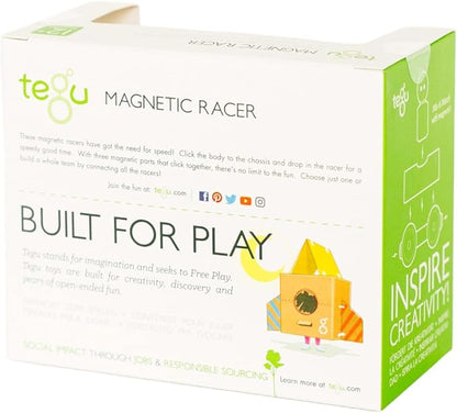 3 Piece Tegu Magnetic Racer Building Block Set, Poppy