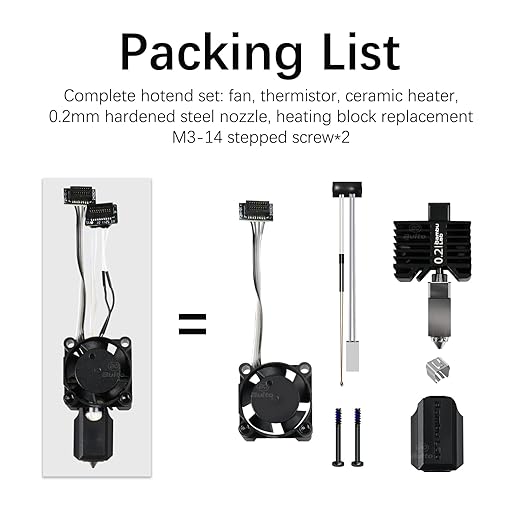Original Bamboo Lab P1 Hotend Assembly Complete with Stainless Steel 0.2mm Nozzle,Ceramic Heater,Thermistor, Cooling Fan,Silicone Sock for P1S P1P 3D Printer Extruder Heating Block Replacement