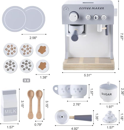 Kids Coffee Maker Toy Espresso Machine Playset, Pretend Play Food Sets for Kids Kitchen, Toddler Play Kitchen Accessories Gift for Girls and Boys