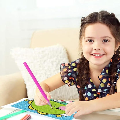 FQOVKYN 4 Pcs Cute Animals Diamond Art Kits for Kids Age 6-12, DIY Cartoon Dinosaur Diamond Art Painting for Adults Beginner, 5D Kids' Mosaic Kits Full Round Drill Gem Art for Kids 6X6 inch