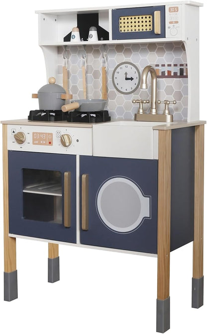 Toy Kitchen Playset for Kids, Electronic Play Stove with Light&Sounds, Pretend Play Cooking Toys Kitchen Set with Cookware Accessories,Toddlers Kitchens Toys Festival Gift for 3+ Year Old Boys Girls