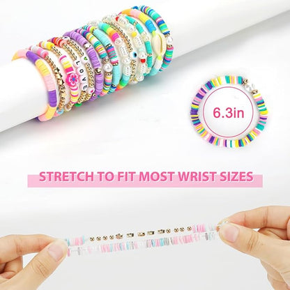 Preppy Friendship Bracelets for Girls Jewelry: Stackable Surfer Bracelets for Women Teen Girls Stuff