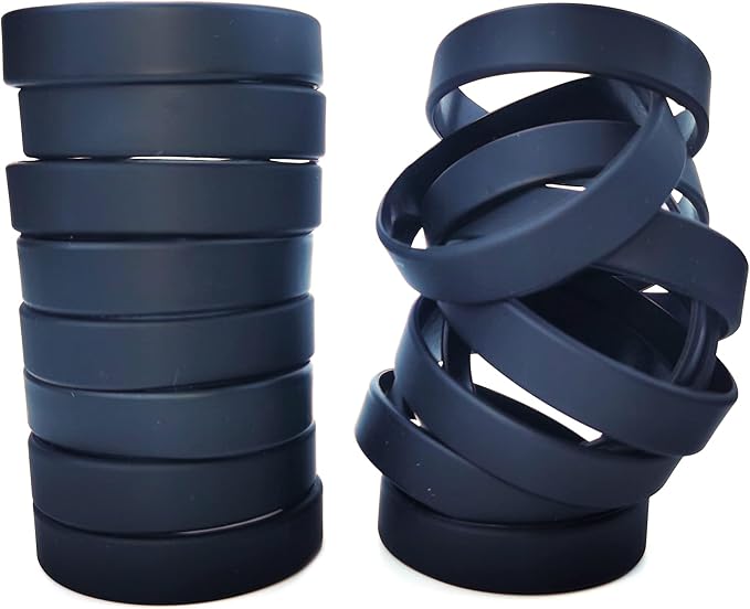 50 PCS Silicone Bracelets Wristbands for kid, Sports Rubber Elastic Wristband Bracelet for Party Decorations Favors Set Pack Black