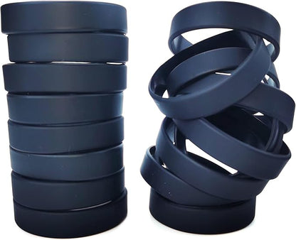 50 PCS Silicone Bracelets Wristbands for kid, Sports Rubber Elastic Wristband Bracelet for Party Decorations Favors Set Pack Black