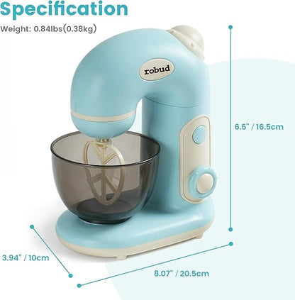 ROBUD Toy Blender, Toy Mixer with Bowl, Flour and Suger, Kids Play Kitchen Accessories, Pretend Play Kitchen Appliance for Kids with Realistic Light and Sound, Boys & Girls Toys Ages 3+