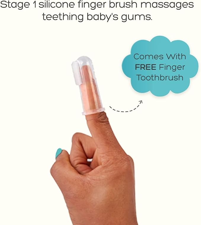 grabease Baby & Toddler Double-Sided Finger Toothbrush for Bath - BPA-Free & Phthalate-Free - 12 Months & Up, Blush, 1 Pack - Toddler Toothbrush - Baby Brush