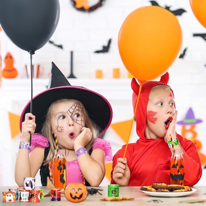 72 PCS Halloween Slap Bracelets Bulk for Kids Snap Bracelets - Bulk Halloween Party Favors for Kids, Halloween Wristbands Toys Prizes Treats for Kids Classroom Favors, Non-Candy Exchanging Gifts