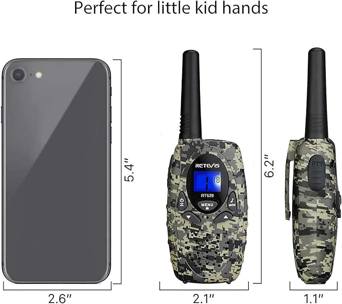 Retevis RT628 Kids Walkie Talkies,Army Toys for 6-12 Year Old Boys Girls,FRS Walky Talky with Key Lock,Gift for Outdoor Adventure Camping Hunt Trip(2 Pack,Camo)