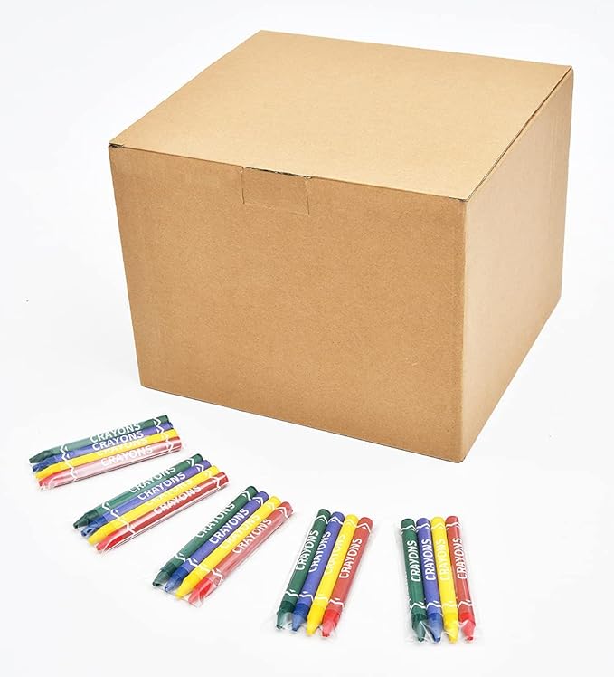 Madisi Crayons Bulk Pack, Regular Size, 4 Colors, cellophane 250 Packs, 1000 Count