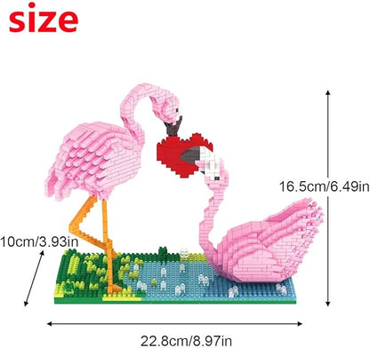 Larcele Micro Building Blocks Mini Building Toy Bricks,1500 Pieces KLJM-02 (Flamingo)