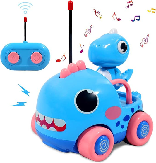 Toddler Remote Control Car, Cartoon RC Dino Chasers Cars, Toddler Toys, 3 Year Old Boy Toys, Car Toys for 3 Year Old Boys, Music & Sound Christmas Birthday Gift