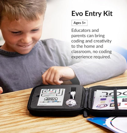 Evo Entry Kit: Interactive Coding Robot, Kids Ages 5+, Includes Color Code Markers, Charging Cable, Zip Case, Access to 700+ STEM Lessons - Educators & Parents, No Coding Experience Required