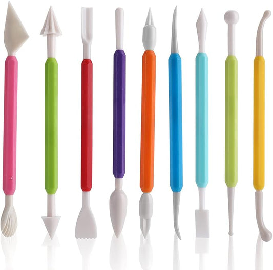Molain Plastic Clay Sculpting Tools, Modeling Clay Tools for Kids Double-Head Sculpting Tool Kit 9 Pieces