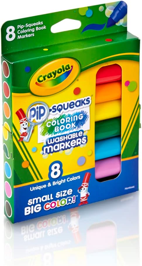 Crayola Pip Squeaks Washable Markers, Mini Markers in Classic Colors, 8 Count