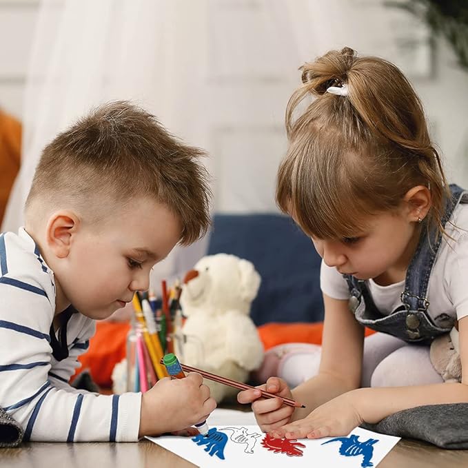 ArtCreativity Dinosaur Stencils Set for Kids, Bulk Set of 48, Colorful Drawing Template Kit, Fun Arts and Crafts Supplies, Gift Idea for Boys and Girls, Learning Tool for Children