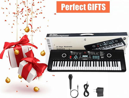Keyboard Piano 61 Key Music Electric Piano For Kids Beginner W/Dual Speaker Microphone Portable Digital Piano Birthday Christmas Gifts