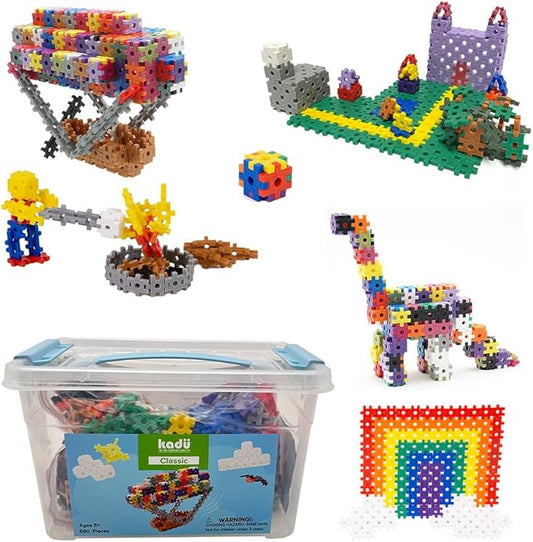 KADU 680pc Rainbow Classic Set - STEM/STEAM Building + Construction Toy, for Open + Imaginative Play - Ages 5+