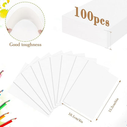 100PCS 4x6 Watercolor Paper Bulk, 140lb/300g Cold Press Thick Water Color Paper Pad for Child Adult, White Art Paper for Drawing Painting Markers Gouache, Textured Cotton Paper Sheets