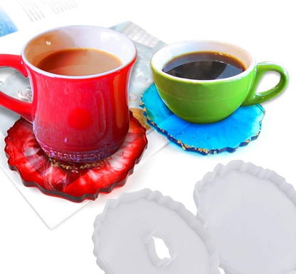 SENHAI 8Pcs Coaster Silicone Epoxy Resin Molds, Irregular Geode Coaster Resin Molds for DIY Crafts, Home Decoration, Making Agate Coasters Set