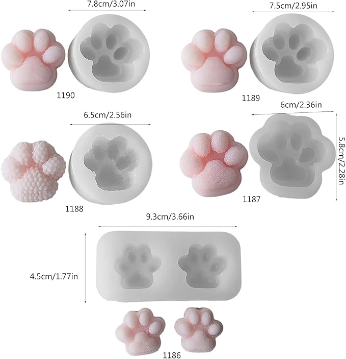 Portable Sturdy Silicone Cats Paws Squeeze Mold Set Craft Supplies for Kids Creativity and Home Decoration Enhancement