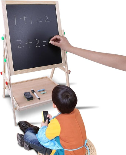 JTLB 2 in 1 Double Side Baby Kids Child Standing Art Wooden Drawing Board