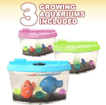 ArtCreativity 3 Inch Growing Aquarium Toy for Kids - Set of 3 - Fish Grow 5X Bigger in Water - Fun Expanding Animals - Best Gift Idea, Birthday Party Favor for Boys and Girls - Assorted Neon Colors