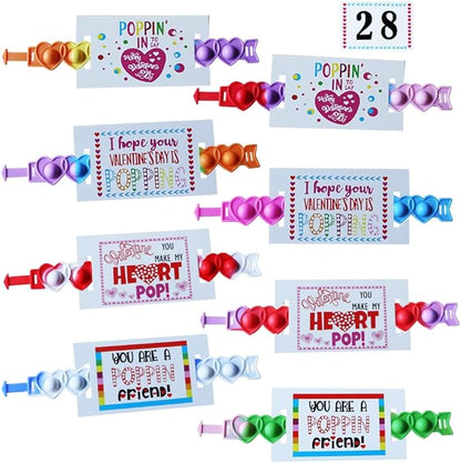 Valentines Day Gifts for Kids Classroom, 28 Valentine Cards Bulk for School Class Prizes Party Favors Boys Girls Exchange Gift, Goodie Fillers Crafts Boxes