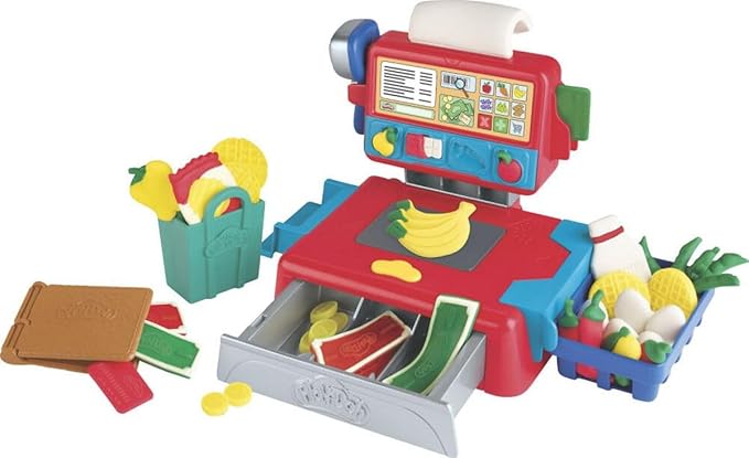 Play-Doh Cash Register Toy for Kids 3 Years and Up with Fun Sounds, Play Food Accessories, and 4 Non-Toxic Colors