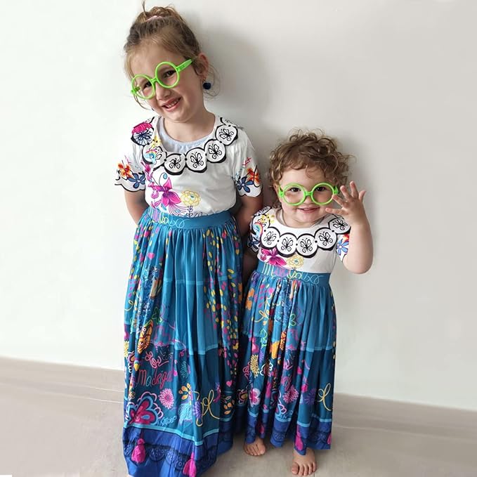 Kids Mirabel Cosplay Costume Girls Isabela Magical Princess Dresses Halloween Party Dress Up Suit