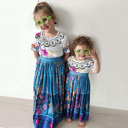 Kids Mirabel Cosplay Costume Girls Isabela Magical Princess Dresses Halloween Party Dress Up Suit