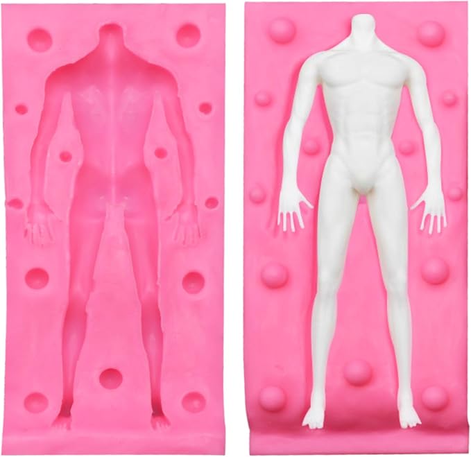 3D Human Body Silicone Clay Mold, Large Human Sculpture Polymer Mold Full Body Mold for Polymer Clay Craft (Large Man Body)
