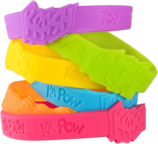 24 Assorted Superhero Comic Quotes & Sayings Colorful Rubber Jelly Bracelets for Children Birthdays, Party Favors, Kid's Goody Bags By Super Z Outlet