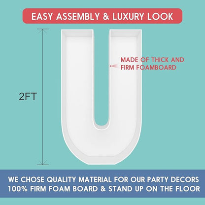2FT Letter U Mosaic Balloon Frame Letter DIY Fillable Letters Kit for Birthday Party Wedding Backdrop Decor