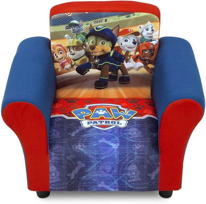 Delta Children Upholstered Chair with PAW Patrol Graphics, Wood Frame, Plush Foam Padding, Side Pockets, for Toddlers and Kids