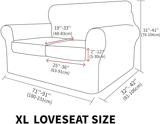 MAXIJIN 3 Piece Stretch Couch Covers for 2 Cushion Couch Sofa Slipcovers with 2 Extra Large Seat Cushion Couch Jacquard Loveseat Sofa Couch Cover for Dogs (2 Cushion Sofa, Khaki)