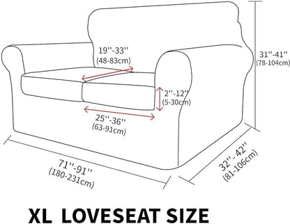 MAXIJIN 3 Piece Stretch Couch Covers for 2 Cushion Couch Sofa Slipcovers with 2 Extra Large Seat Cushion Couch Jacquard Loveseat Sofa Couch Cover for Dogs (2 Cushion Sofa, Navy Blue)