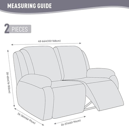 KinCam Recliner Covers, Stretch Reclining Chair Covers, Recliner Sofa Slipcovers Stripe Jacquard Recliner Couch Covers Furniture Protector Covers for Pet Kid (2 Seater, Silver Gray)