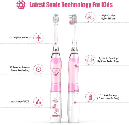 Dada-Tech Baby/Kids Electric Toothbrush Replacement Heads for DT-BB1, DT-K6, SG-513, SG-977 - Pack of 4 (Round)