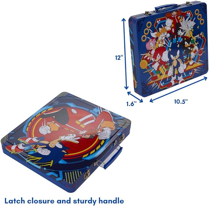 Innovative Designs Sonic The Hedgehog Deluxe Activity Set for Kids with Carrying Tin, Coloring Sheets, Stickers, & Art Supplies, 200+ Pieces