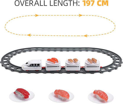 Sushi Train Toys - Child Day Rotating Sushi Bar Train Goes Around Train Toys Japanese Sashimi Plates Sushi Serving Tray for Child Days of Week DIY Sushi Making Supplies