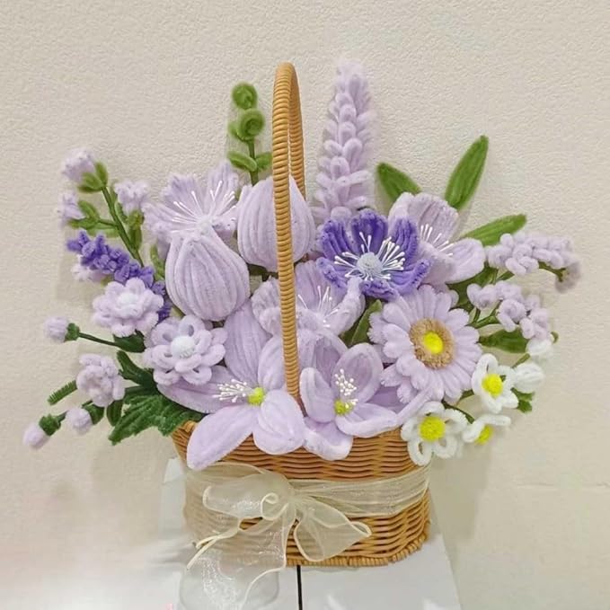 300 Pcs Thick Pipe Cleaners Craft Supplies 3 Assortment Pastel Macaron Purple Green Color Chenille Stems for Art and Craft Projects Creative DIY Christmas Decorations (Purple&Yellow&Green-300pcs)