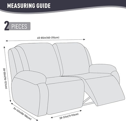 KinCam Recliner Covers, Stretch Reclining Chair Covers, Recliner Sofa Slipcovers Stripe Jacquard Recliner Couch Covers Furniture Protector Covers for Pet Kid (2XL Seater, Dark Gray)