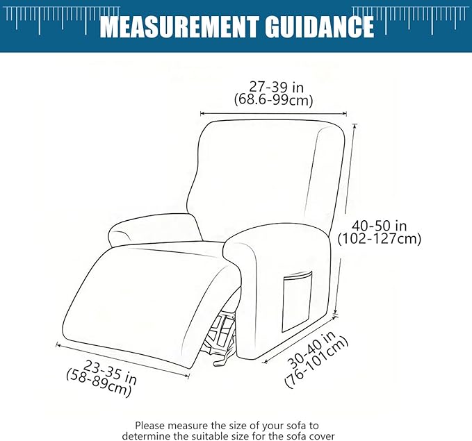 Recliner Cover Stretch Soft Couch Cover for Dogs, Sofa Slipcover for Recliner Couch Leakproof Furniture Protector for Kids, Pets (Khaki)