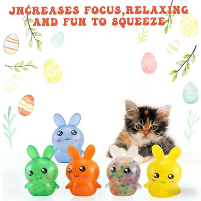 Easter Basket Stuffers,Easter Basket Essentials,5pcs Squishy Easter Bunny Stress Balls for Adults,Easter Stress Relief Fidget Balls,Easter Party Favors Easter Basket Ideas Gifts (5pcs-C)